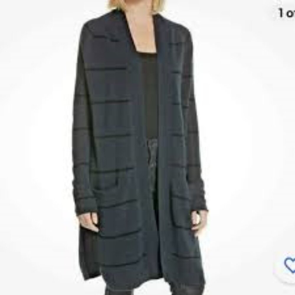 Autumn Cashmere | 100% Cashmere Striped Longline Knit Cardigan Sweater